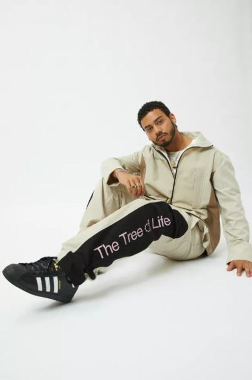 Hermanos Koumori UO Exclusive Tree Of Life Paneled Pant Mens Sz L Beige Straight